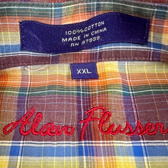 ALAN FLUSSER Men’s Long Sleeve Button Down Fall Plaid Cotton Dress Shirt XXL - Picture 3 of 13